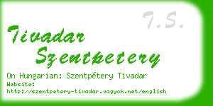 tivadar szentpetery business card